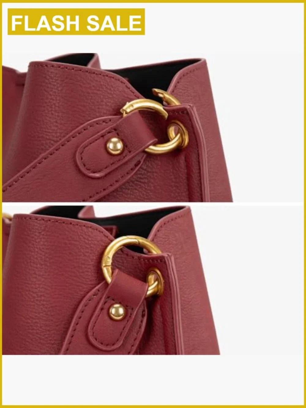 Medium 3-Compartment Bucket Hobo Purse with Crossbody Strap